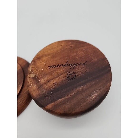 Vintage Monkeypod Covered Bowl Serving or Trinket Dish Phillipines 2 Piece - Picture 7 of 12